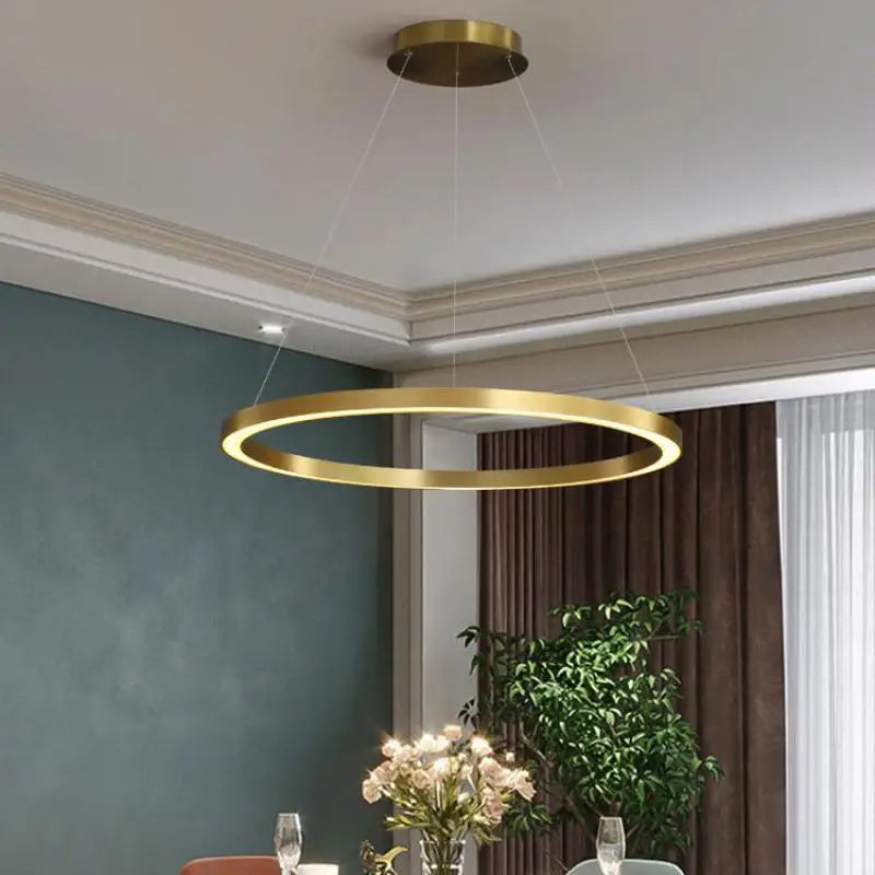 lustre led nordique circulaire pour décoration intérieure luxueuse - vue 4 sur 12
