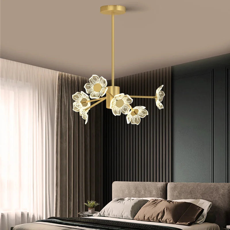 lustre moderne en fleurs pour décoration intérieure élégante - vue 4 sur 11