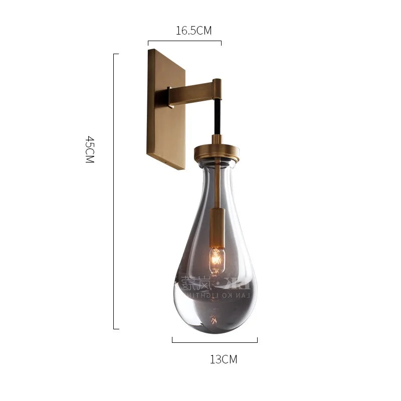applique murale design gouttelette d'eau cristal led cuivre nordique - vue 17 sur 20