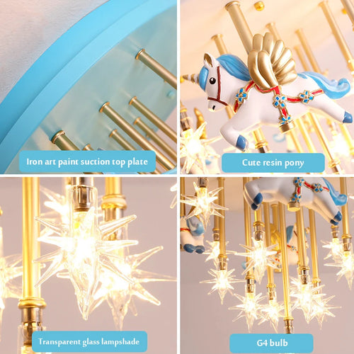 plafonnier moderne licorne étoiles décoration pour enfants intérieur - vue 7 sur 10