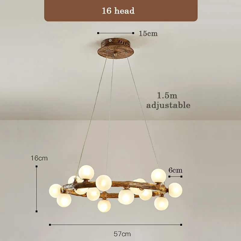 lustre de style wabi-sabi en bois artificiel pour intérieur - vue 7 sur 9