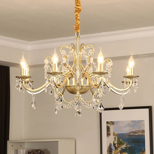lustre en cristal vintage avec bougie led pour un éclairage élégant - vue 5 sur 10