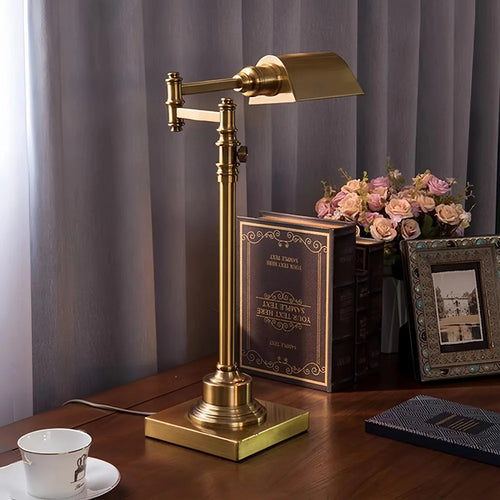 lampe de bureau en bronze style industriel rétro créatif pour travail - vue 2 sur 8