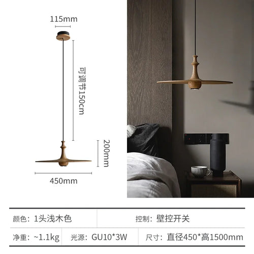 suspension soucoupe volante en bois design minimaliste pour intérieur - vue 11 sur 14