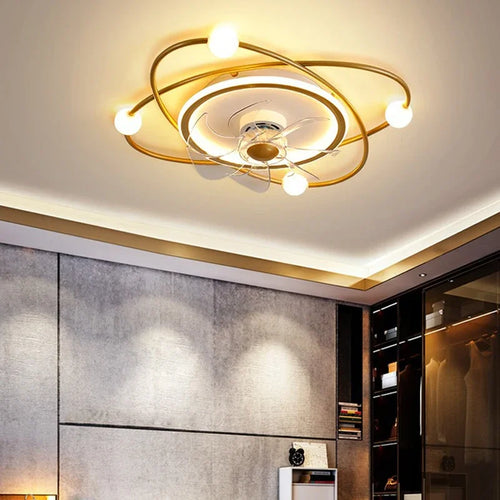 lustre led moderne avec ventilateur pour décoration intérieure - vue 2 sur 8