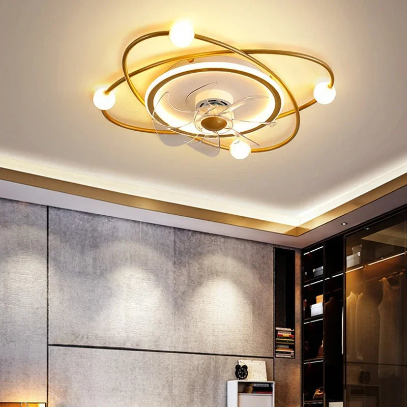 lustre led moderne avec ventilateur pour décoration intérieure - vue 2 sur 8