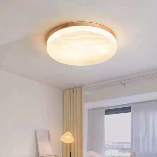 plafonnier led rond en bois design nordique décoratif intérieur - vue 2 sur 13