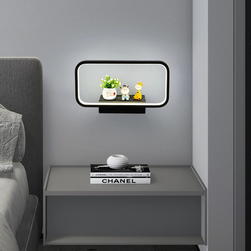 applique murale moderne tactile avec variateur et charge usb sans fil - vue 1 sur 10