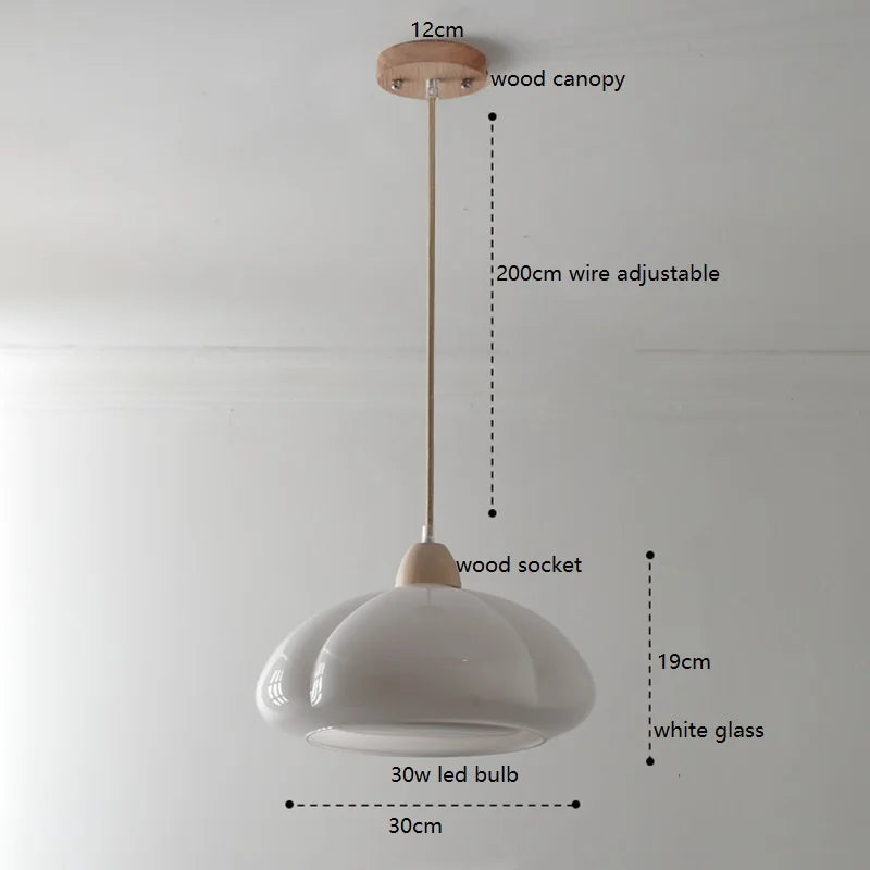 suspension citrouille verre led style japonais vintage bois - vue 10 sur 15