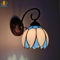 applique murale lotus style tiffany verre courbé éclairage moderne