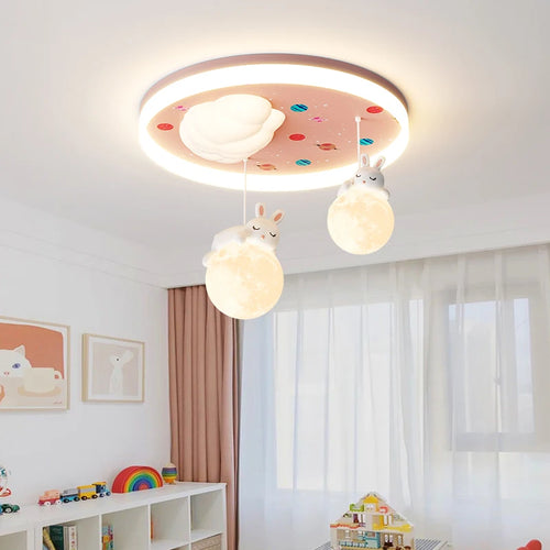 lustre led pour enfants avec motif ours et lapin - vue 2 sur 9