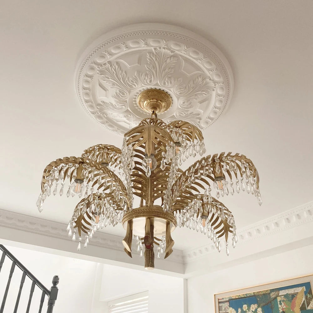 lustre en cuivre avec cristal pour décoration élégante et rétro - vue 4 sur 11