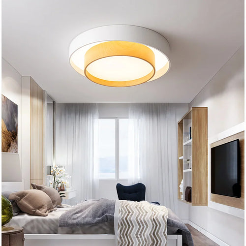 plafonnier led en bois simple pour entrée et couloir - vue 3 sur 9