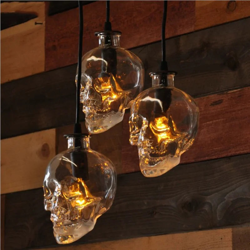 suspension loft américain rétro avec lampe crâne en bouteille de vin led - vue 6 sur 10