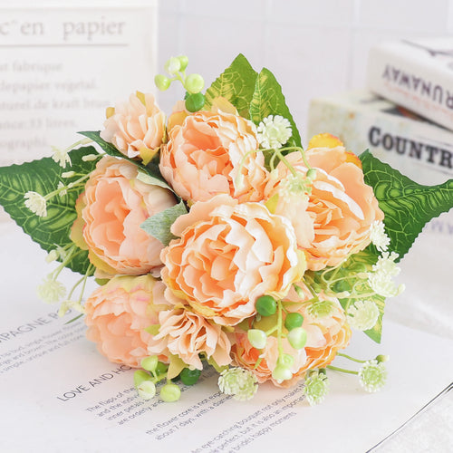 fleurs artificielles soie pivoine hortensia décoration mariage bouquet - vue 26 sur 40