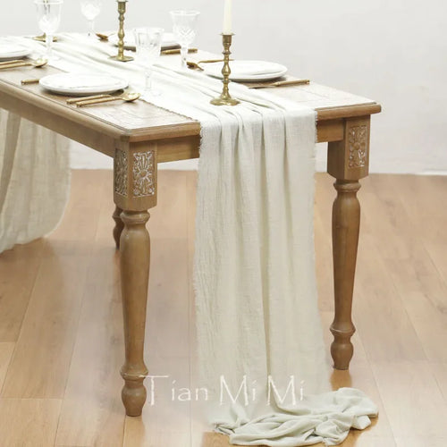 Chemin de table coton gaze style vintage mariage - vue 29 sur 29