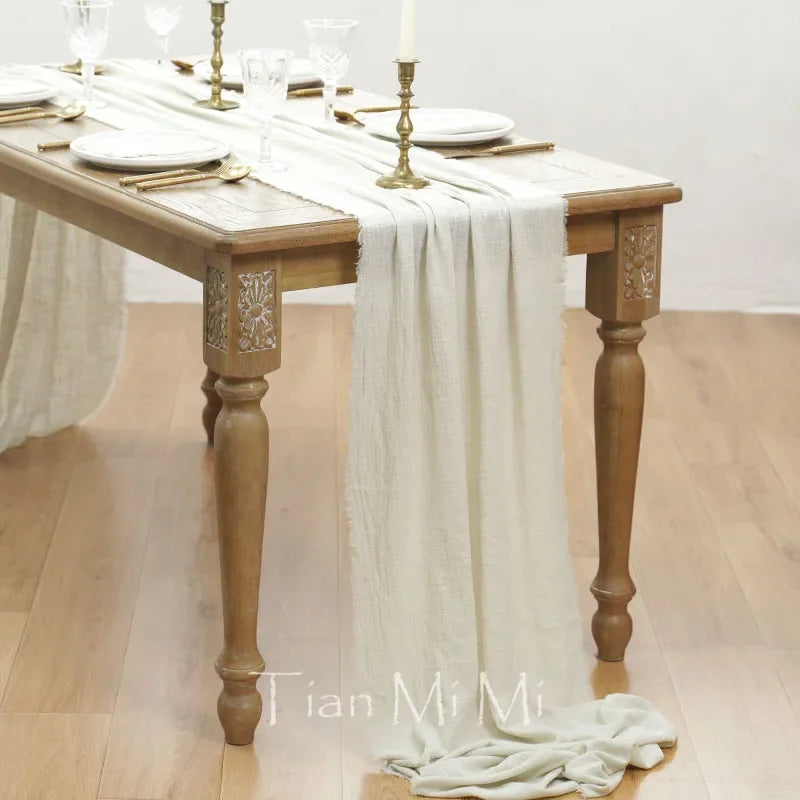 Chemin de table coton gaze style vintage mariage - vue 28 sur 29