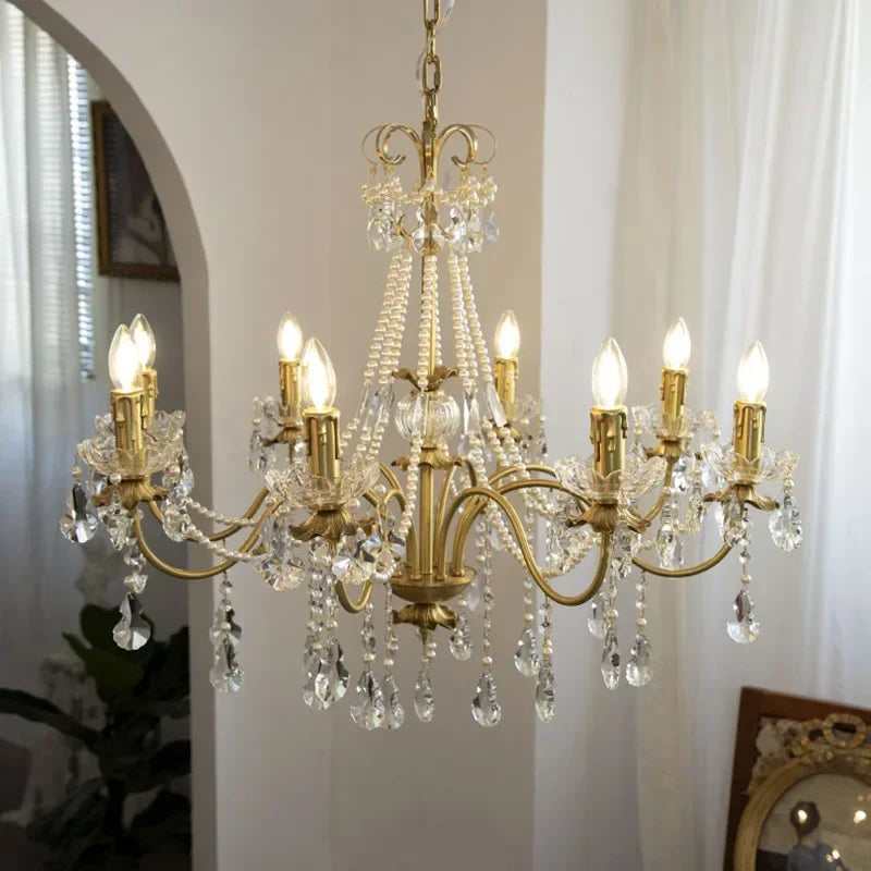lustre en cristal luxe avec simulation de bougie led - vue 3 sur 7