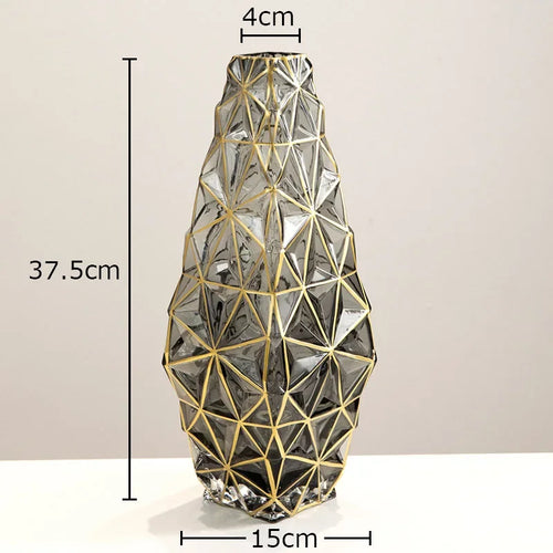 vase en verre rayé plaqué or pour décoration florale élégante - vue 11 sur 10