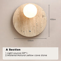applique style travertin beige cercle lumière décor