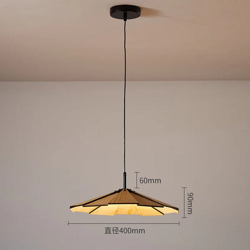 suspension japonaise wabi-sabi en noyer fait main pour restaurant et café - vue 9 sur 8
