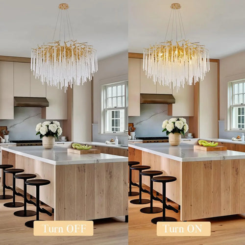 lustre suspendu en cristal doré design moderne pour intérieur élégant - vue 4 sur 9