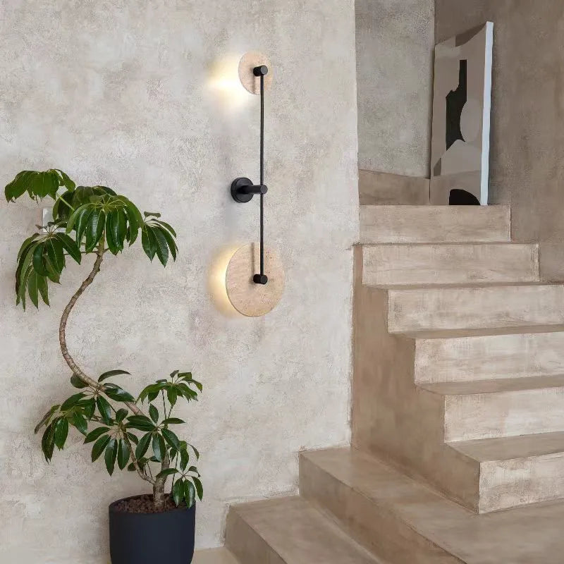 applique murale japonaise en travertin jaune à led pour hôtel et décoration - vue 3 sur 11