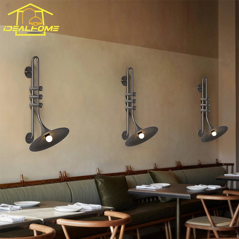 applique murale led saxophone au style industriel romantique pour restaurant - vue 1 sur 9