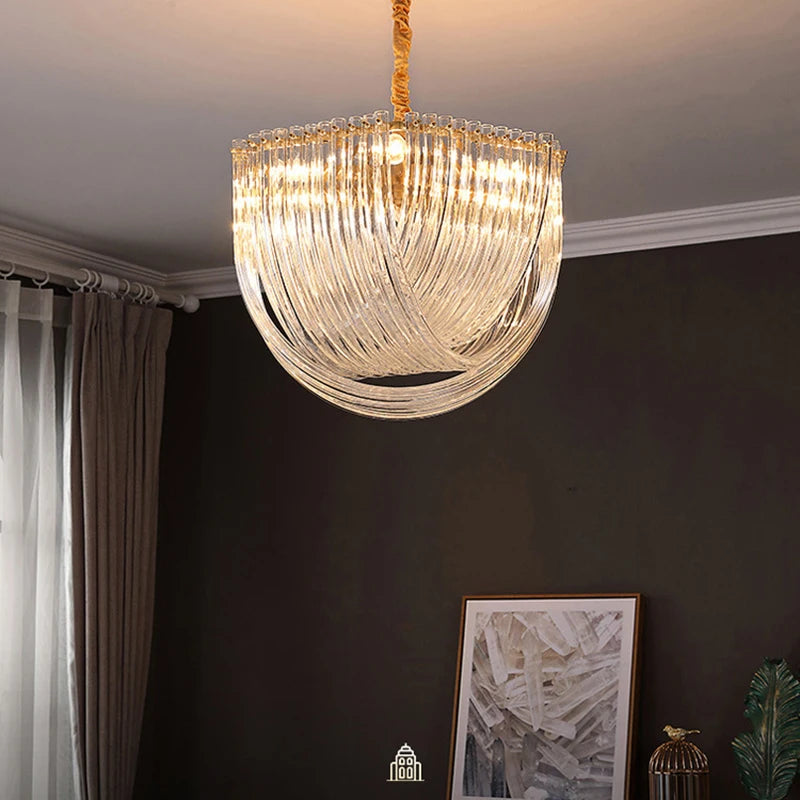 lustre led en verre design moderne pour restaurant ou hôtel - vue 4 sur 14
