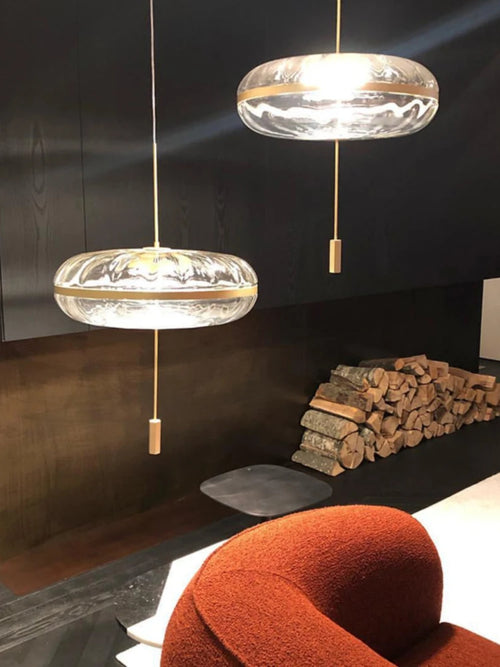 lustre circulaire en verre design nordique pour bar et restaurant - vue 3 sur 7