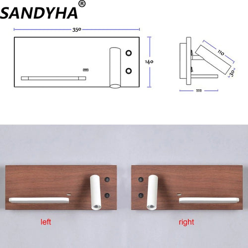applique moderne sandyha avec chargeur sans fil et éclairages de nuit - vue 8 sur 13