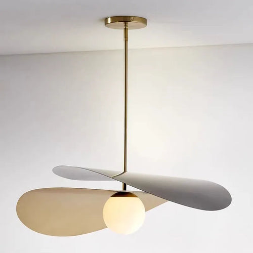 suspension design en métal style loft et tissu lotus - vue 6 sur 7