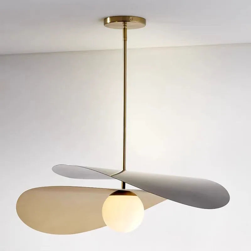 suspension design en métal style loft et tissu lotus - vue 5 sur 7
