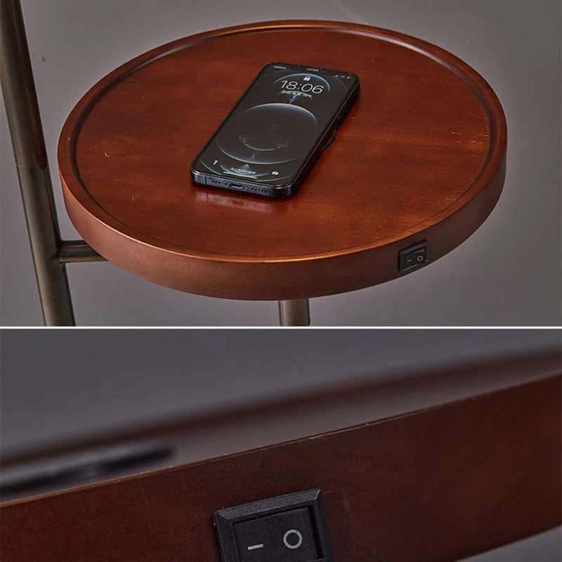 lampadaire en marbre avec étagère dorée et led moderne - vue 4 sur 9