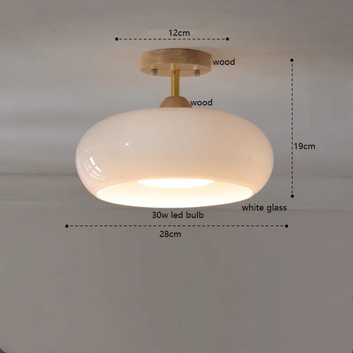 suspension citrouille verre led style japonais vintage bois - vue 16 sur 15