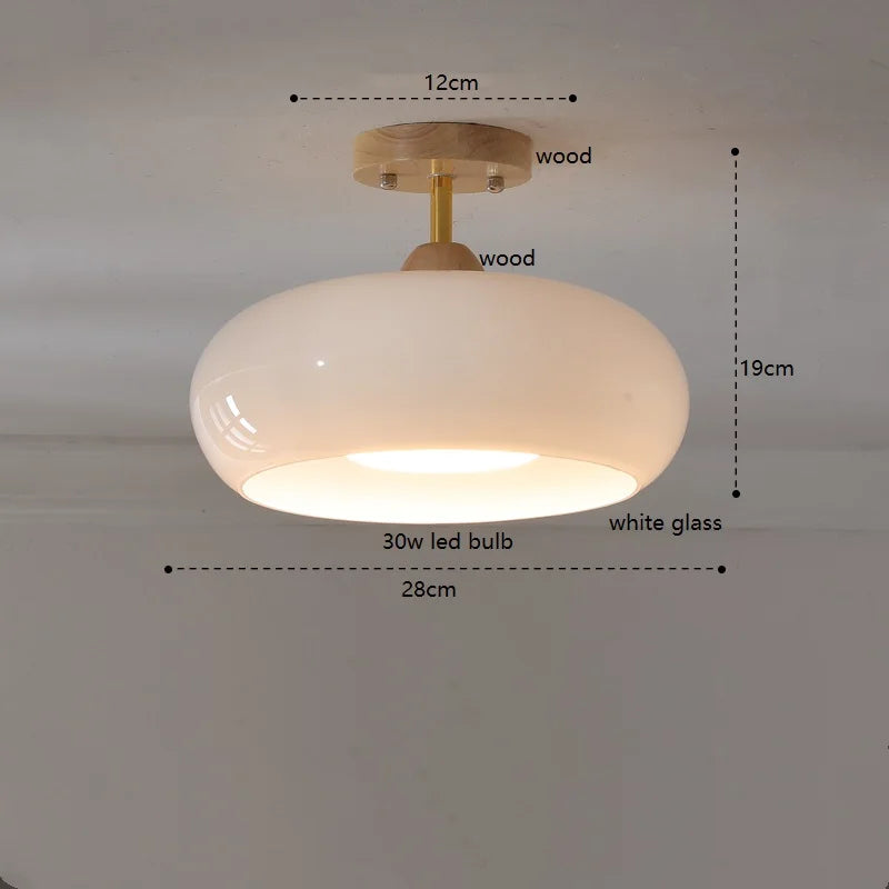 suspension citrouille verre led style japonais vintage bois - vue 15 sur 15