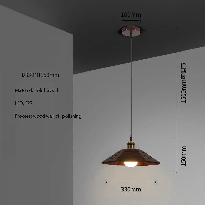 lustre moderne en bois massif éclairage pour restaurant et bar - vue 8 sur 8