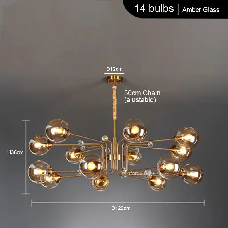 lustre led moderne 10 globes luminaire décoratif - vue 14 sur 18