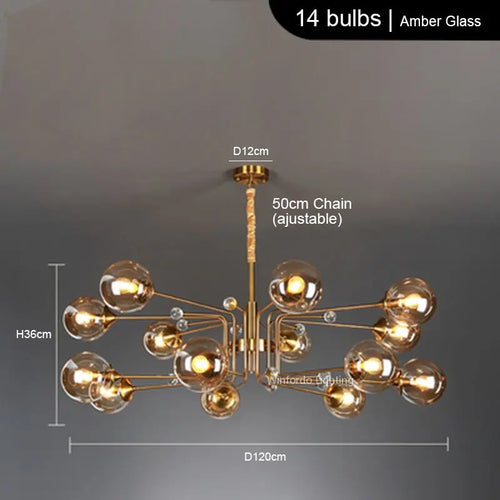 lustre led moderne 10 globes - vue 15 sur 18
