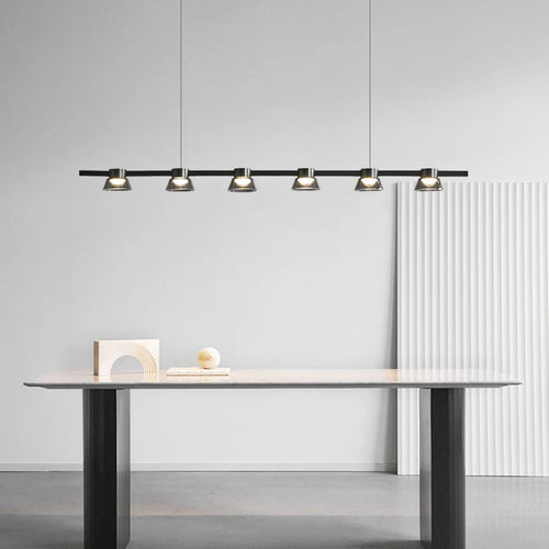 Nordic minimalist strip glass Led Dining Room Ceiling Chandelier Dining Room Bar Kitchen Island decorated hanging light fixtures - vue 2 sur 9