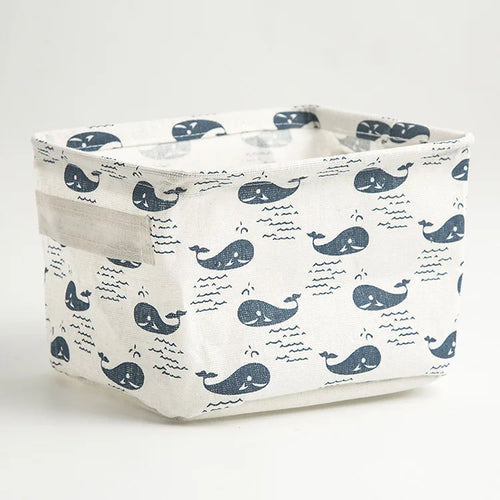 panier de rangement pliable en toile avec poignée coton et lin - vue 11 sur 22