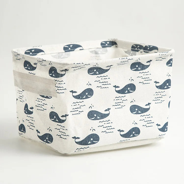 panier de rangement pliable en toile avec poignée coton et lin - vue 10 sur 22