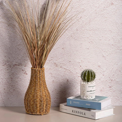 vase tissé à la main en imitation rotin pour fleurs et plantes décoratives - vue 5 sur 8