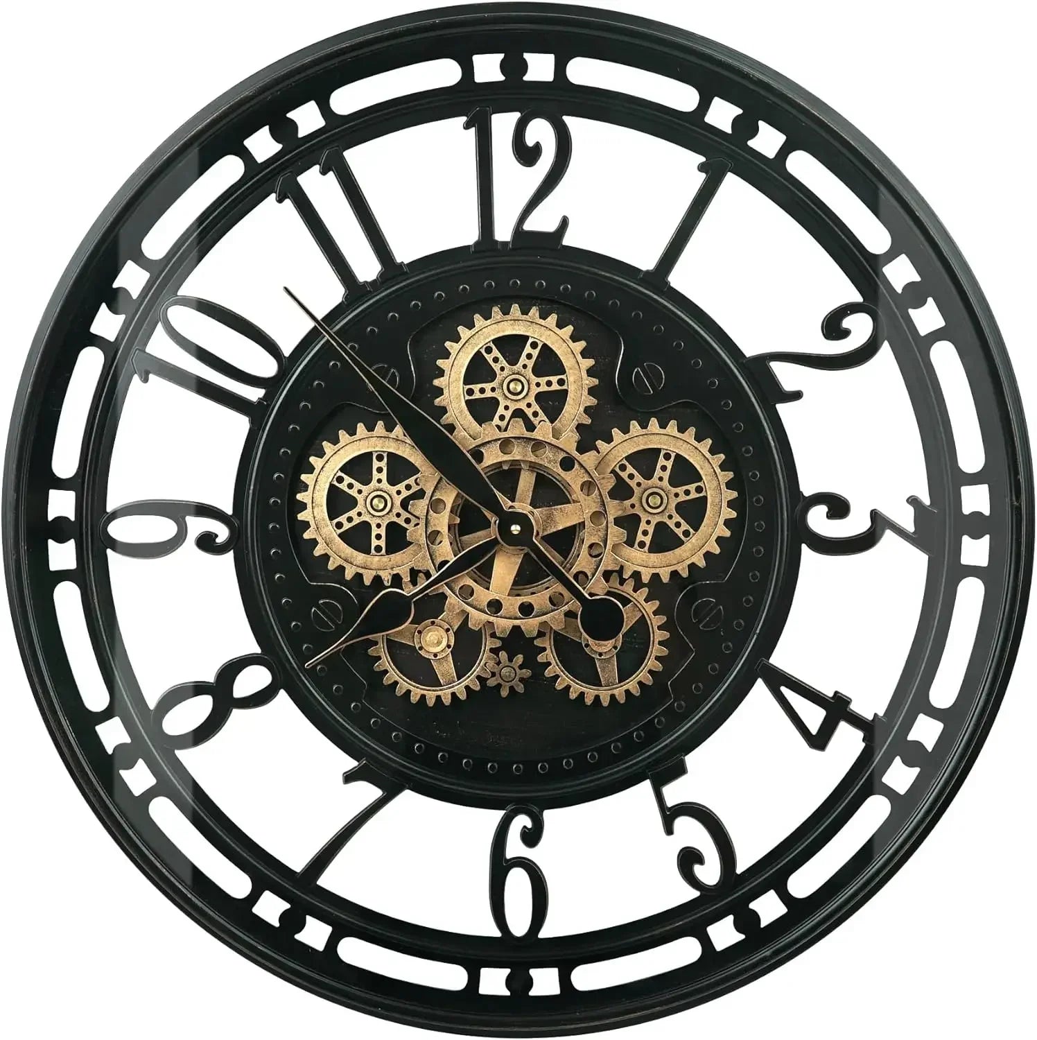 horloge murale industrielle en métal avec engrenages mobiles décorative - vue 10 sur 14