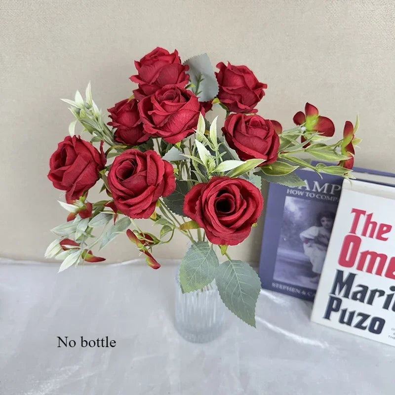 bouquet de roses artificielles en soie pour décoration intérieure - vue 12 sur 14
