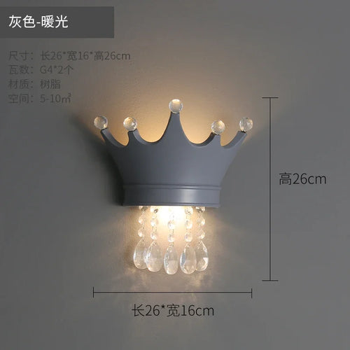 applique murale couronne en résine et cristal pour enfants - vue 10 sur 12