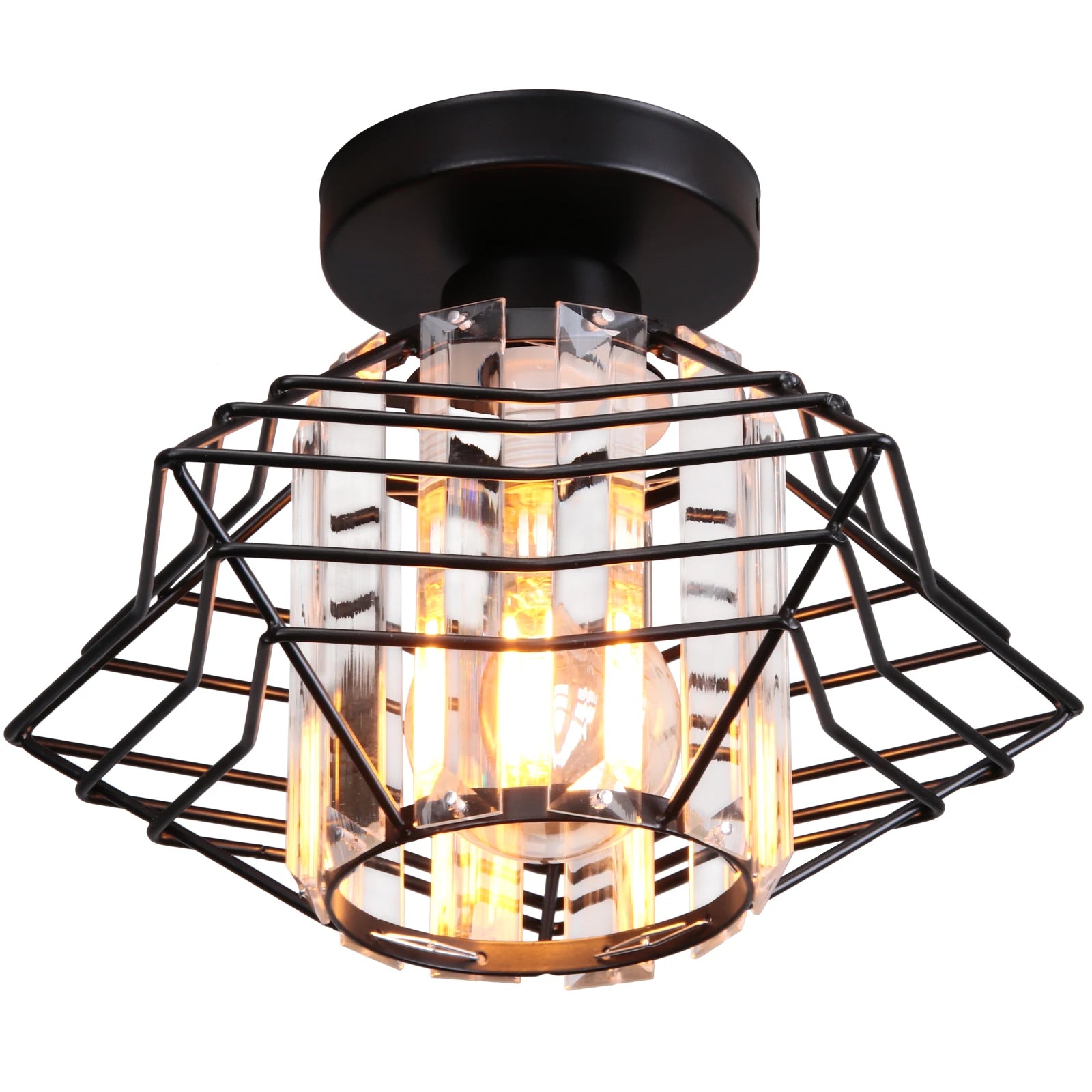 lampe de luxe en verre cristal lustre plafond industriel moderne - vue 14 sur 15