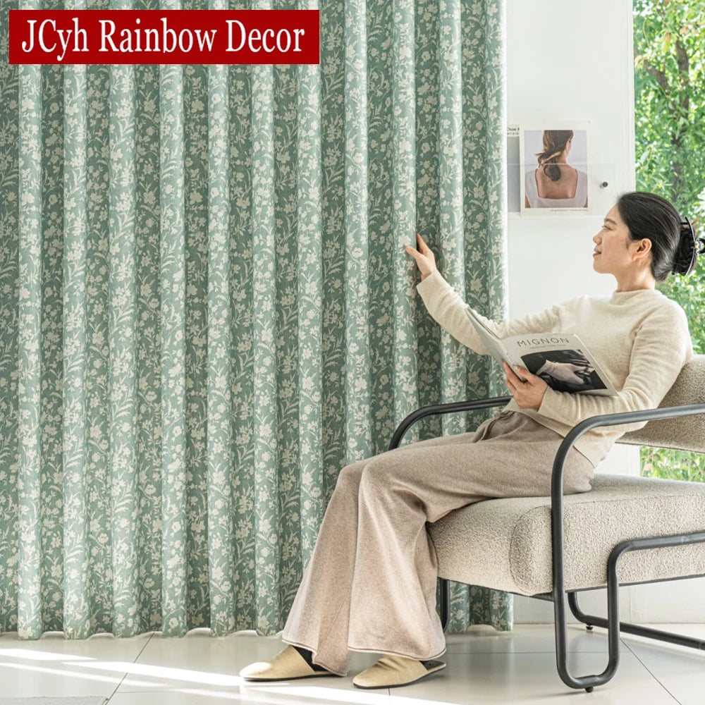 Rideau occultant floral style champetre pour salon chambre - vue 1 sur 8
