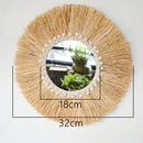 miroir suspendu en raphia et perles en bois décoratif multifonctions