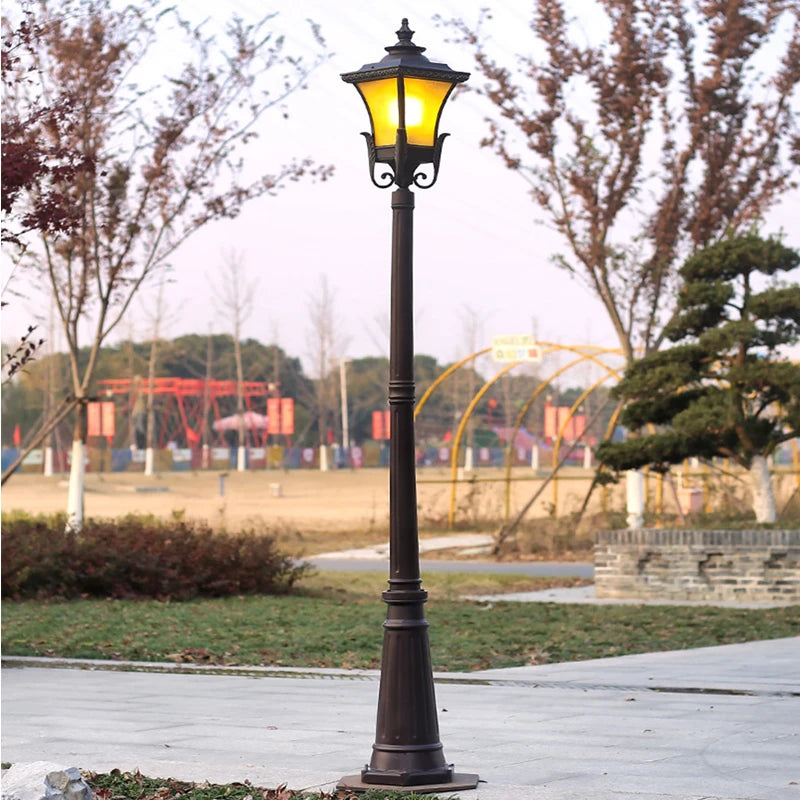 lampadaire de jardin rétro en aluminium antirouille étanche - vue 4 sur 8
